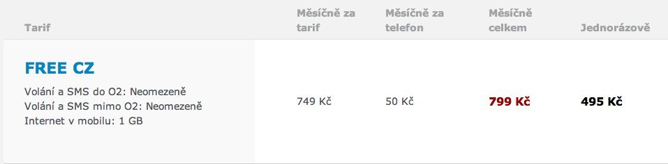 O2 FREE CZ telefony na splátky