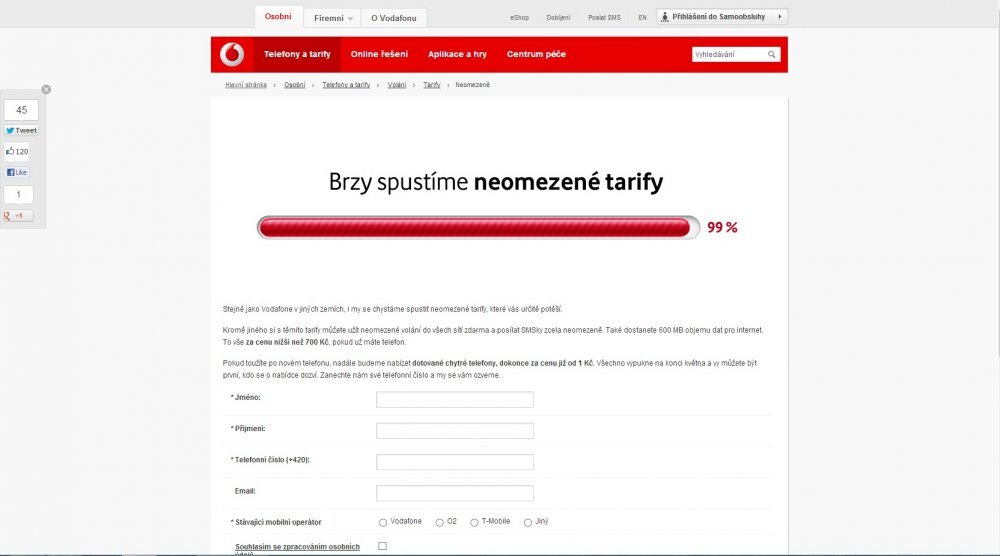 Odpočet Vodafonu před představením flat tarifu