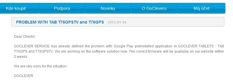 Oficiální vyjádření podpory GoClever