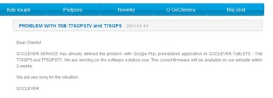 Oficiální vyjádření podpory GoClever