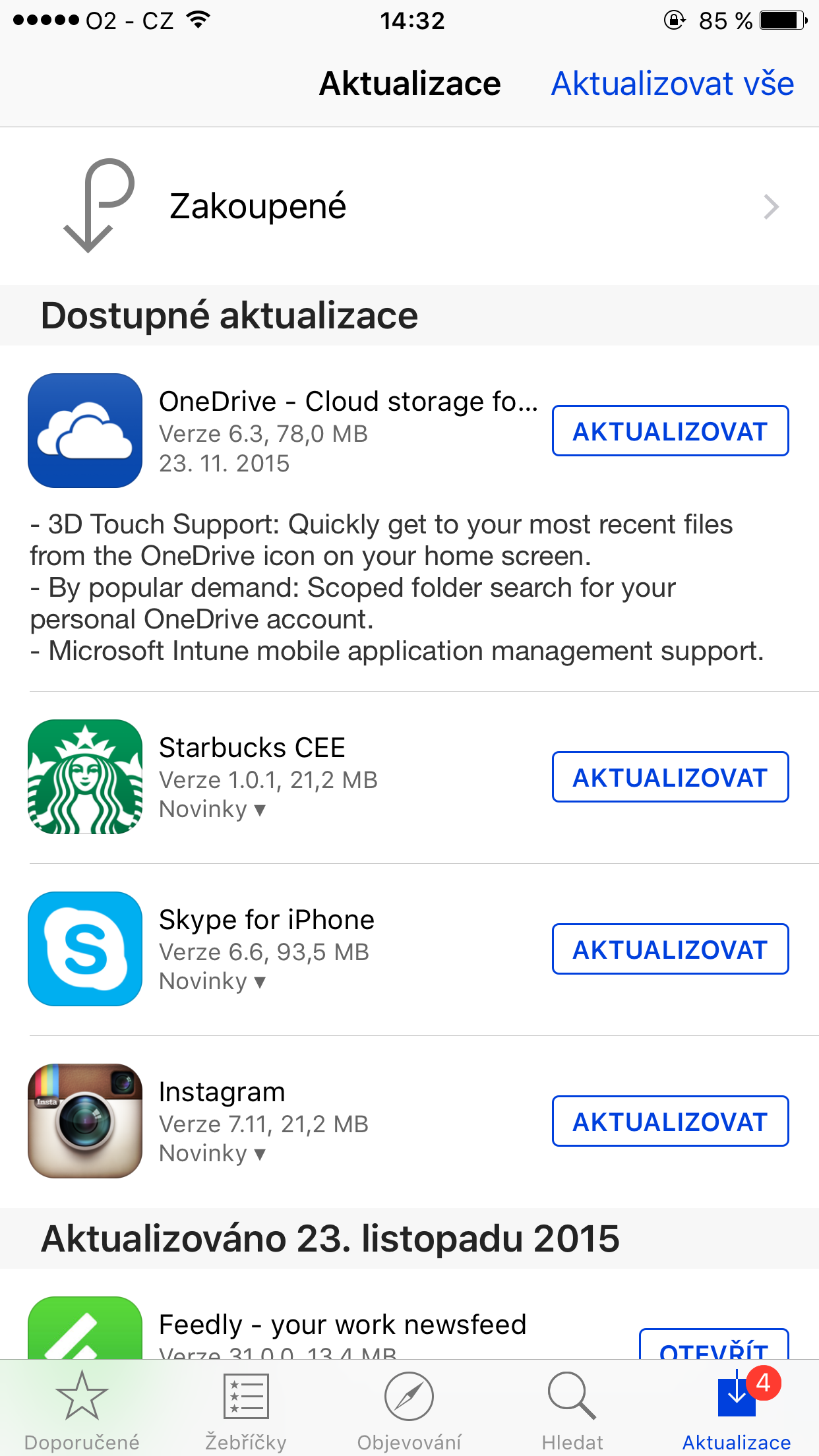 OneDrive aktualizace iOS