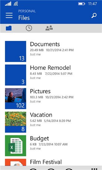 OneDrive pro Windows Phone 4.4.0.0