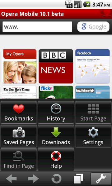 Opera mobile 10.1 beta for Android