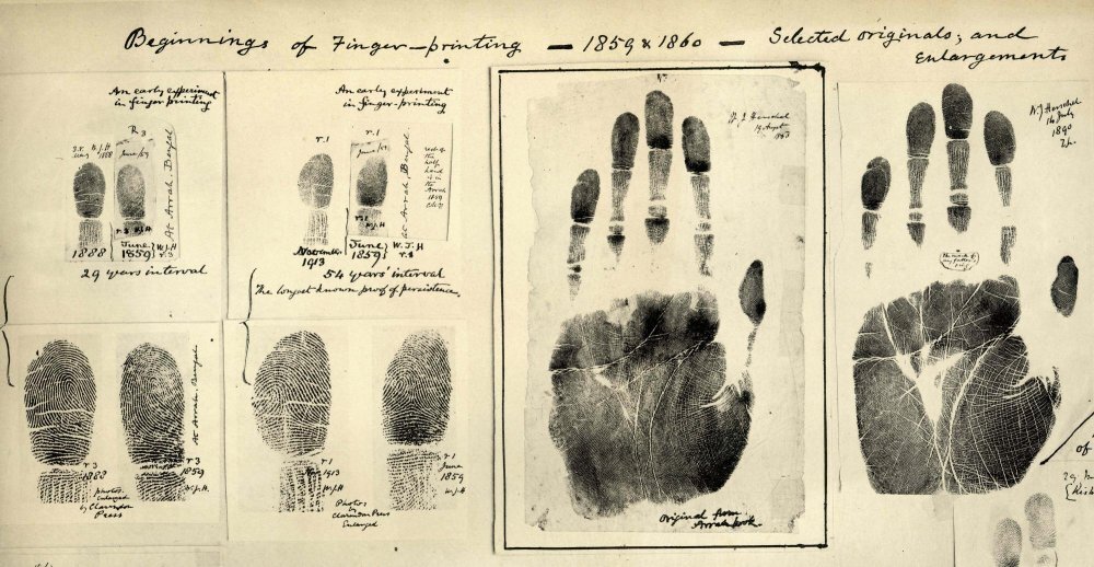 Otisky prstů sejmuté Williamu J. Herschelovi v letech 1859-1860