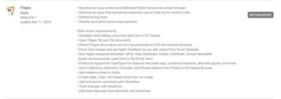 Pages aktualizace OS X