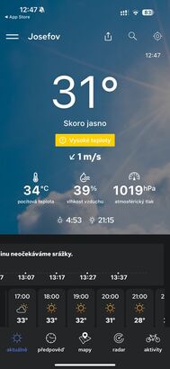 Počasí a radar Meteocentrum pro iOS