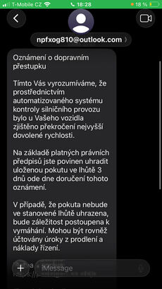 Podvodná SMS o dopravním přestupku