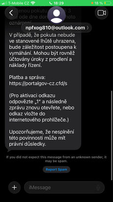 Podvodná SMS o dopravním přestupku