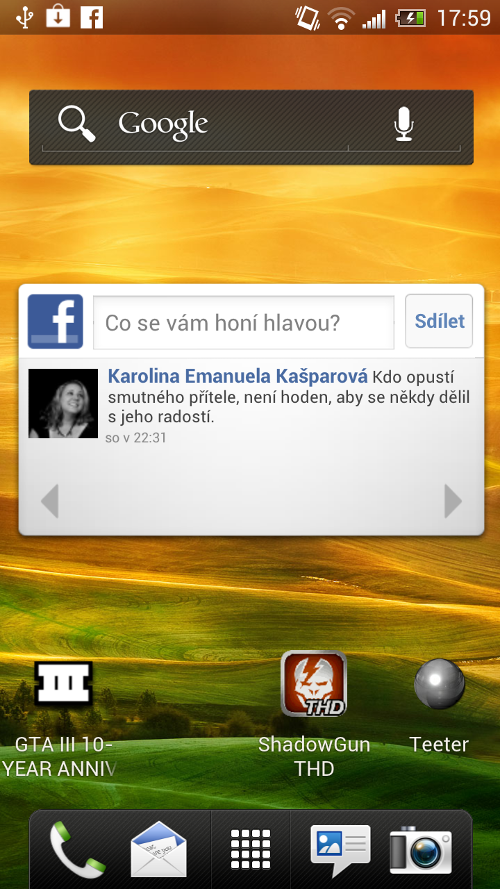 Pohotovostní obrazovka s widgety