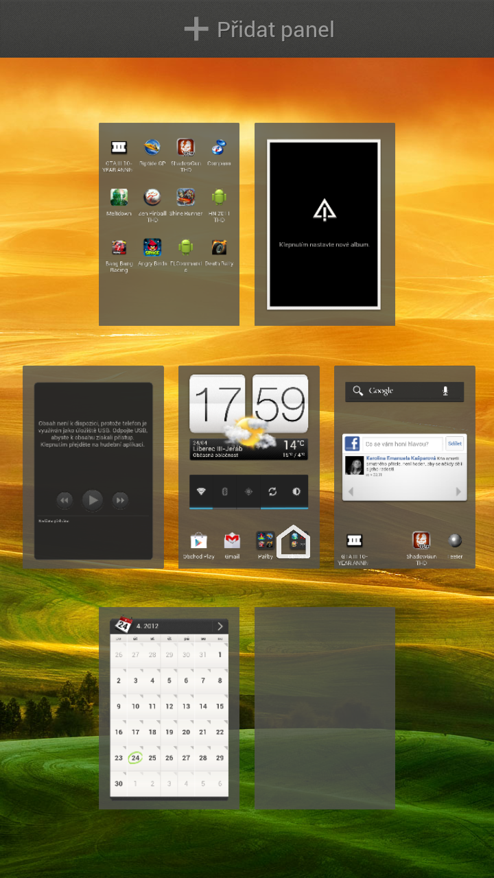 Pohotovostní obrazovka s widgety