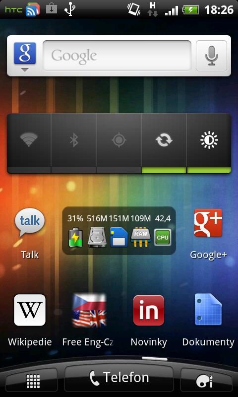 Pohotovostní obrazovka s widgety