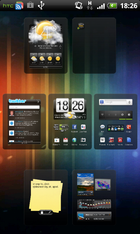 Pohotovostní obrazovka s widgety