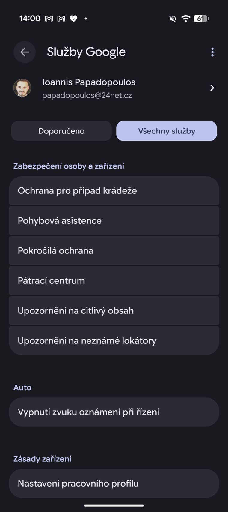 Pohybová asistence Android 17