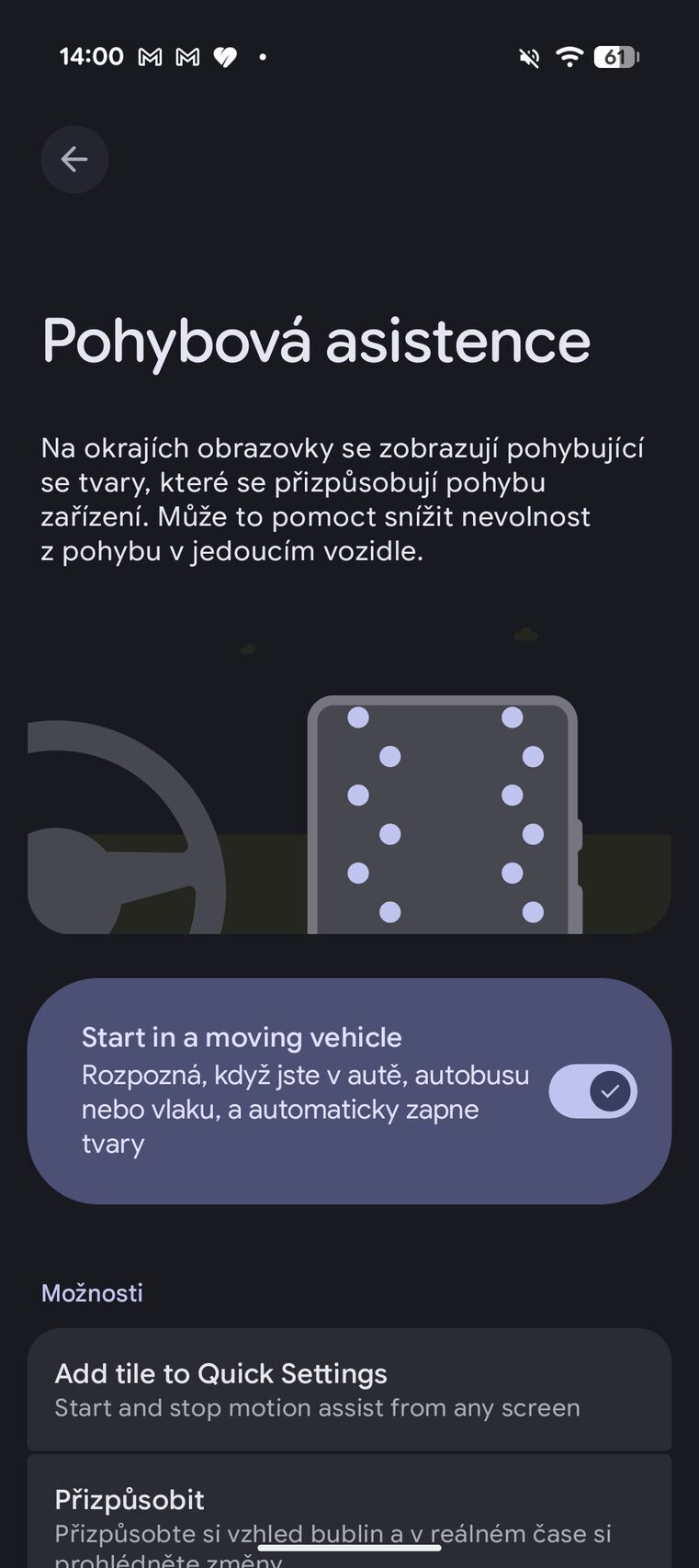 Pohybová asistence Android 17