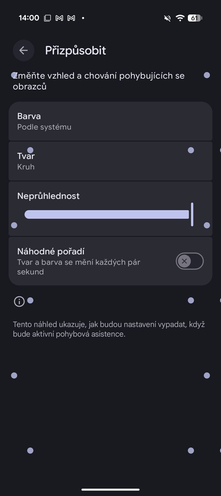Pohybová asistence Android 17