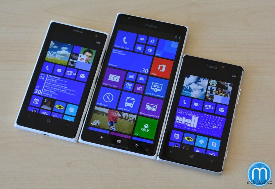 Porovnání velikostí Lumie 1020, 1520 a 925