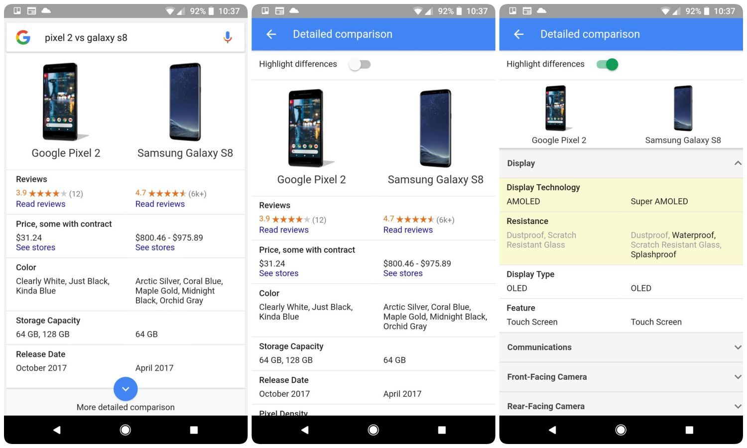 Porovnávání v Google Vyhledávači