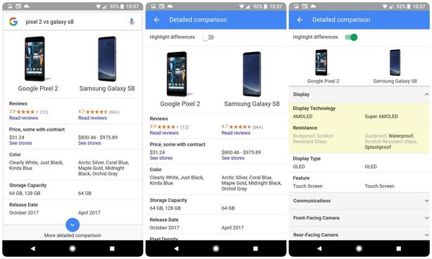 Porovnávání v Google Vyhledávači