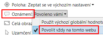 Postup povolení Oznámení v Google Chrome