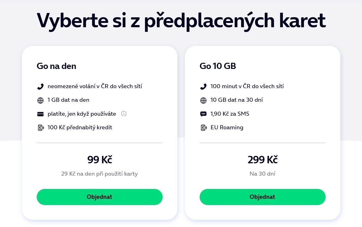 Předplacené karty O2 pro rok 2025