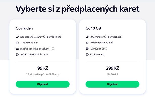 Předplacené karty O2 pro rok 2025