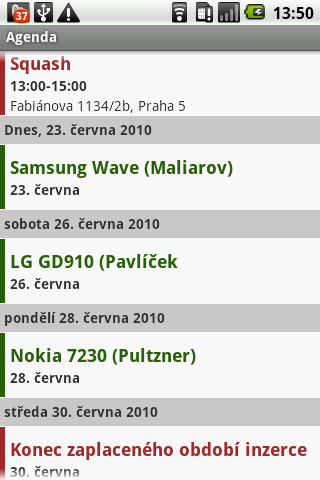 Přehled agendy v kalendáři