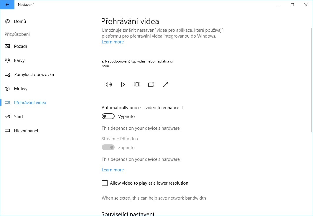 Přehrávání videa