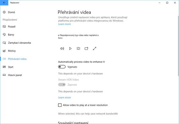 Přehrávání videa