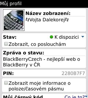 Profil v BlackBerry Messengeru