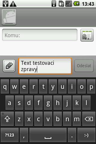 Psaní SMS zprávy na výšku