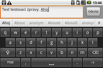 Psaní SMS zprávy v režimu na šířku