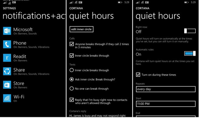 Quiet Hours ve Windows Phone 8.1