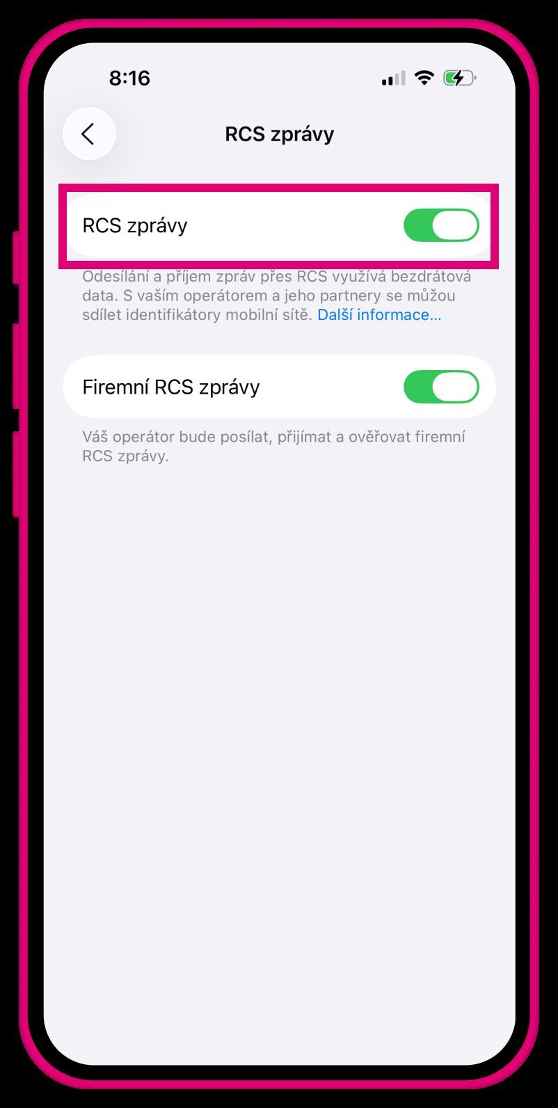 RCS zprávy na iPhonu