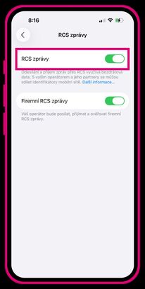 RCS zprávy na iPhonu