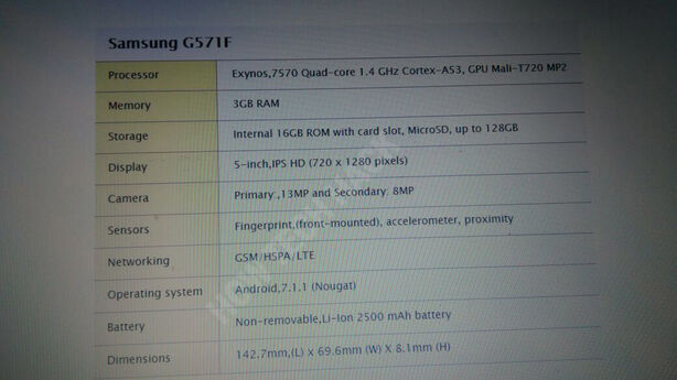 Samsung Galaxy J5 Prime (2017) specifikace