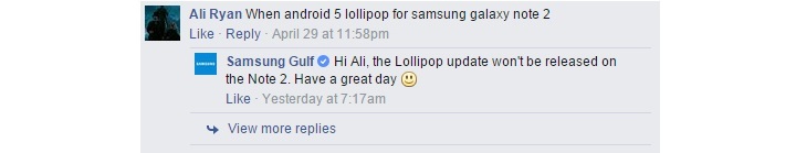 Samsung Galaxy Note II Lollipop