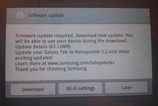 Samsung Galaxy Tab 10.1 update