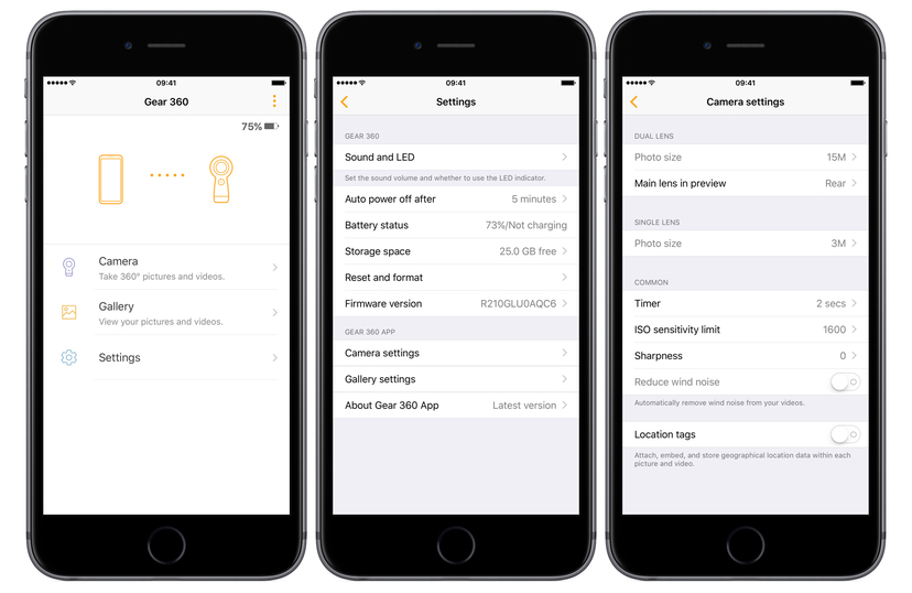 Samsung Gear 360 (2017) aplikace
