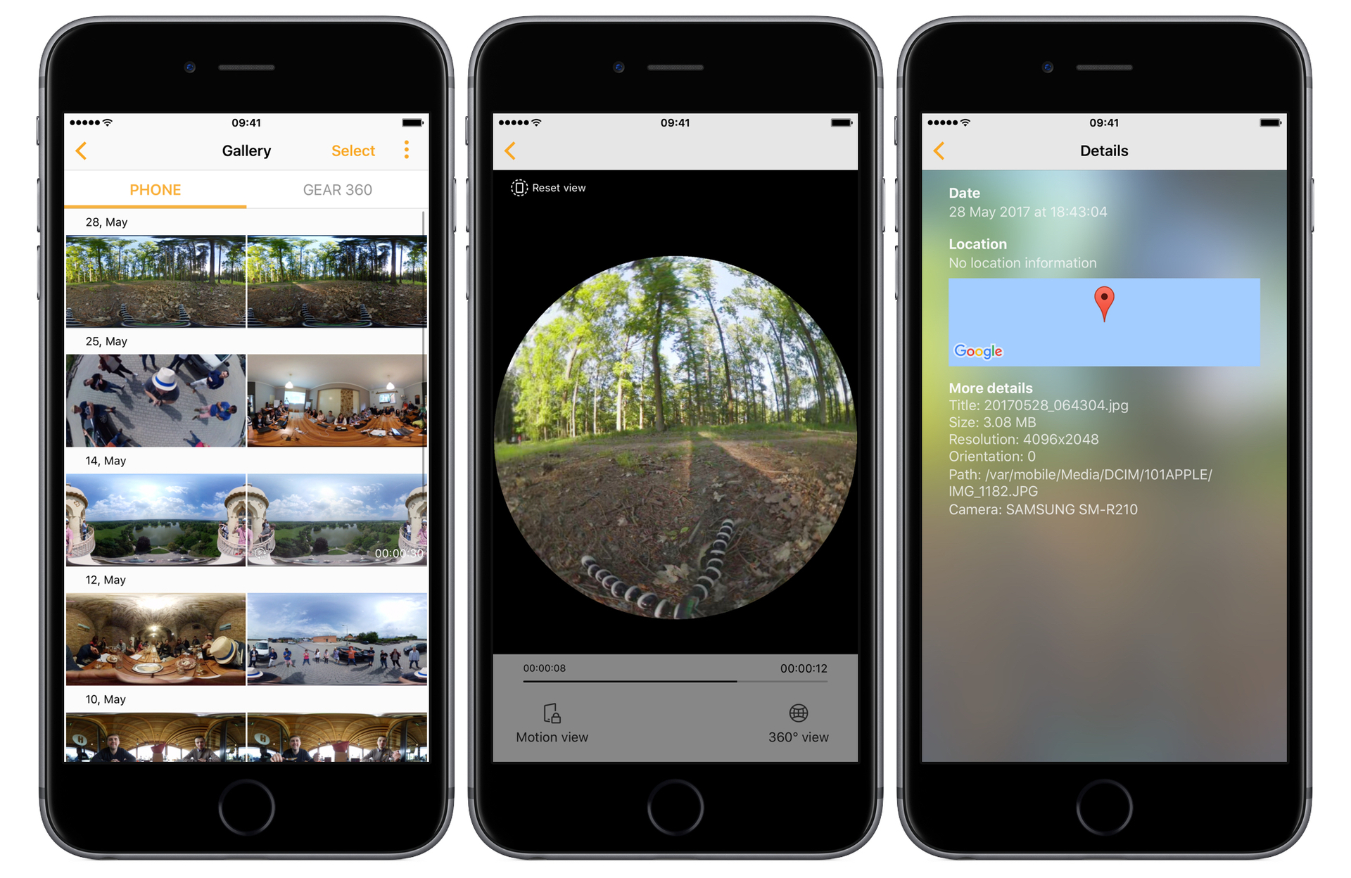 Samsung Gear 360 (2017) aplikace