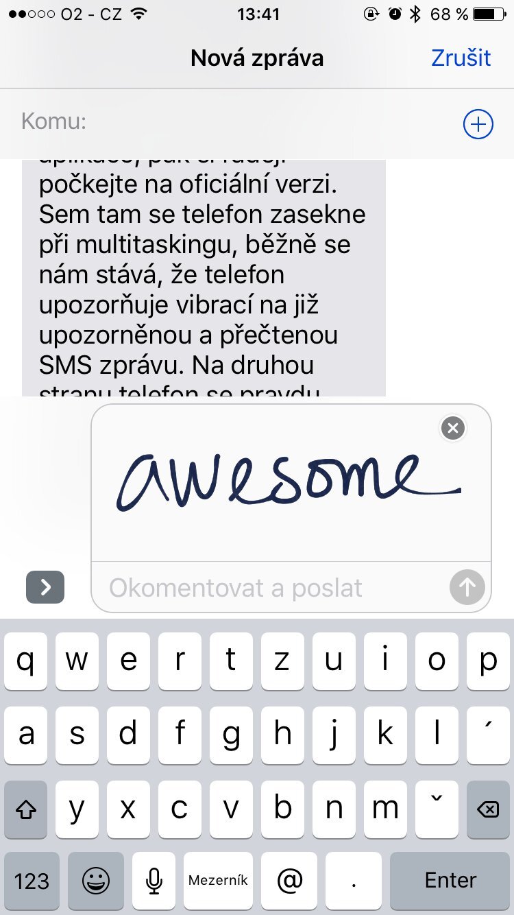 Screen zpravy iOS 10
