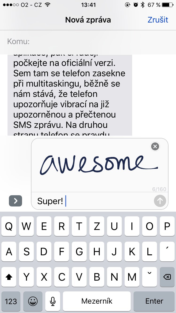 Screen zpravy iOS 10