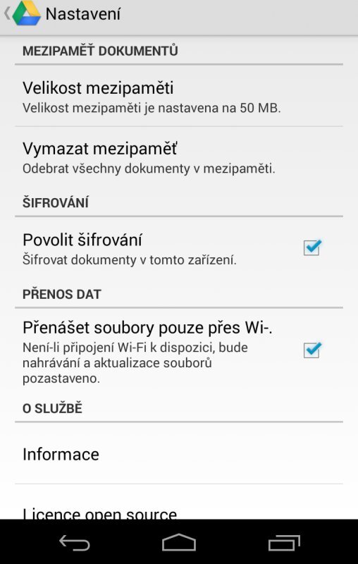 Screenshot aplikace Google Drive v1.30