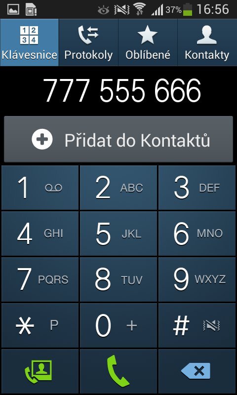 Screenshot z aplikace pro telefonování