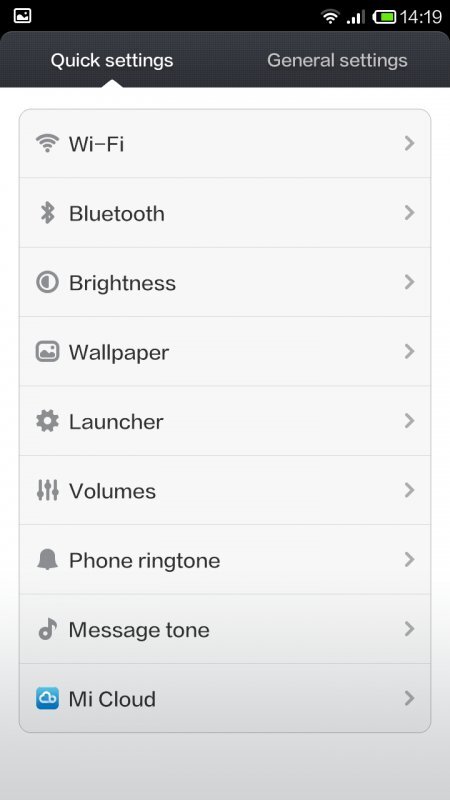Screenshot z nastavení
