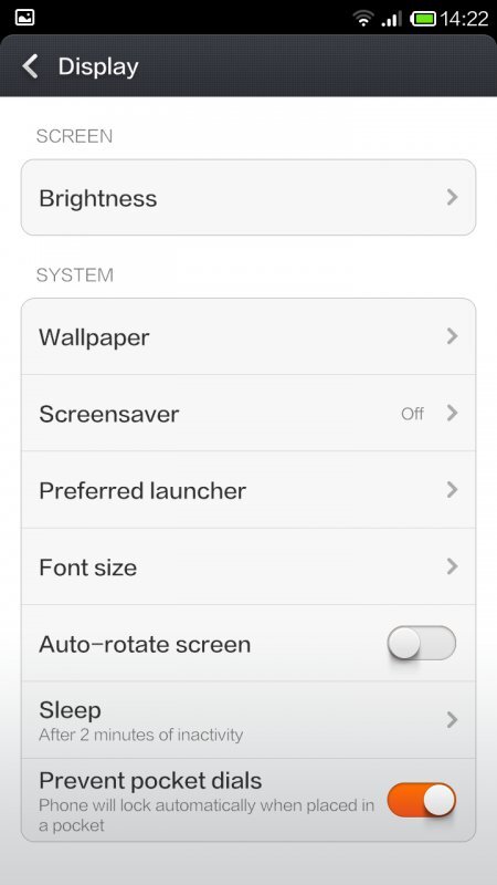 Screenshot z nastavení