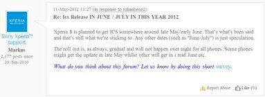 Screenshot z webu podpory Sony Mobile