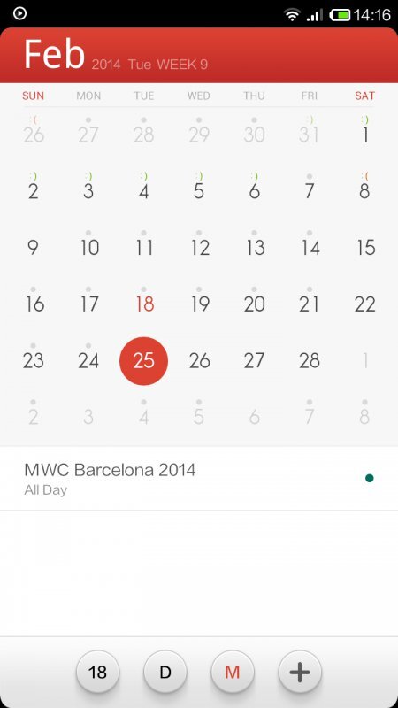 Screenshoty aplikace kalendáře