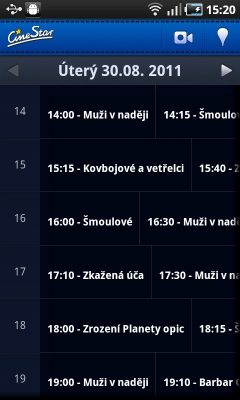 Screenshoty z aplikace CieneStar pro Androidy a Badu od Samsungu