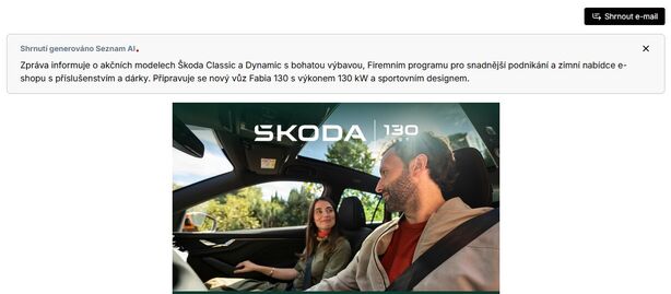 Shrnutí generované umělou inteligencí od Seznamu