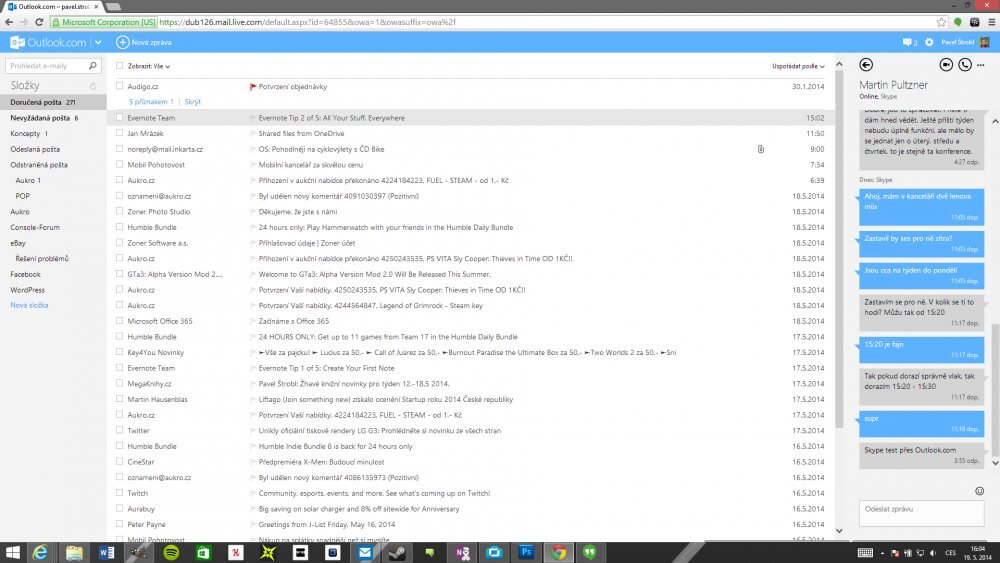Skype přes Outlook.com